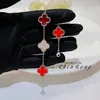 Designer Jewelry Luxury Bracelet VanCA Red Agate Five Flower Four Leaf Grass Small and Luxurious Lucky Jade Chalcedony Advanced Feel Handicraft Net Girl