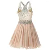 فساتين الحفلات guxqd v-neck mini homecoming abendkleid procking crystal tank back prossive terctuation princess obst