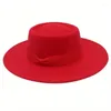 Berets Women's Vintage Classic Fedora Hat - Wide Brim Brim Bolero Gentleman Hats for Jazz Style Solid Color Hatband