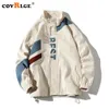 Covrlge Patchwork Sports Jacket Men Hip Hop Gata Löst Outwear Casual Wid Down Collar Jackets Trend Couples Coat Man Topps 240220