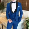 دعاوى 2022 أحدث بدلة زفاف رمادية الرجال مجموعة رسمية رفيعة نائمة العريس العريس Tuxedo الأنيقة الأزرق الحزب السترة سروال السترة 3pcs