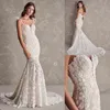 Classic Mermaid Wedding Dresses Spaghetti Flower Appliques Lace Sleeveless Backless Sweep Train Zipper Custom Made Plus Size Sexy Bridal Gown Vestidos De Novia