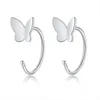 Boucles d'Oreilles Créoles Papillon en Argent Sterling 925 - Bijoux d'Oreilles en Forme de Coeur