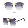 Sunglasses Fashion Metal Hinge Frame Rimless UV400 Women Modern Square Gradient Designer Eyewear