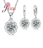 JEXXI очаровательный женский модный серебряный комплект ювелирных изделий со штампом S925, блестящие серьги с кристаллами CZ и цветком, ожерелье, серьги pin2842166