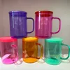 US SHIP 17oz tasse en verre de sublimation verres givrés clairs gobelet avec couvercle coloré tasse à café en verre gelée pot Mason libby peut refroidir les canettes de bière cola 25 pièces/caisse