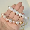 11-12mm Color Baroque Pearl Necklace 18 K Gold Classic Luxury Chic Party Handmade 240220