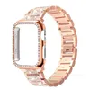 Designer novo luxo pulseira de diamante casos pulseiras inteligentes para apple watch 8 iwatch série pulseira 7 6 5 1 2 3 4 38mm 40mm 42mm 44mm 41mm 45mm pulseira de aço inoxidável gato