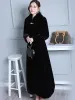 Zestawy/garnitury nerazzurri zima czarna ciepła, wyjątkowo długi, elegancki naturalny futra płaszcza kobiety duże oryginalne płaszcze owiec