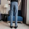 Men's Suits 2024 Autumn Winter Striped Suit Pants Men Clothing Korean Slim Fit Business Formal Wear Office Trousers Plus Size 29-36