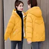 Kvinnors dike rockar vinterjacka kvinnor parkor 2024 koreansk mode down bomull långärmad huva parka avslappnad blixtlås lös snö slitage kappa