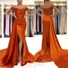 Off Shoulder Split Side High Sexy Orange Ballkleider Flügelärmeln Plus Size Paar Abendkleider BC11177