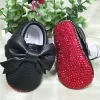 Outdoor Dollbling Italian Vegan Lamb Leather Mary Janes Red Bottom Bowknot Toddler Ballerina Baby Girl Crib Shoes Shower Gift Idea