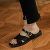 Klänningskor Kvinnor Beach Shoes Summer Slippers For Female Cowhide Open Toe Casual Slippers Slip On Simple Shoes Outwear Sandals for WomenH24228