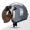 Motorradhelme KEAZ glänzend schwarzer 3/4-Helm mit offenem Gesicht und Blasenvisier, DOT-geprüft, Retro für Männer und Frauen