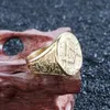 Ring Men Masonic Signet Rings Gold Big Wide Mens for Man rostfritt stål Gyllene manliga tillbehör Pride Rock Punk Jewelry Cluster2932