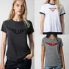 Nowy produkt Zadig Voltaire Designer Summer Cotton T Shirt Front Lett Tarc Digital Print Język Kiss U-Drock Casual Wszechstronne krótkie koszulki TEES ZV ZV