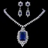 Emmaya Set di gioielli forma quadrata collana e orecchini con zirconi cubici ornamento squisito decorazione di moda regalo di fantasia per le donne 240220
