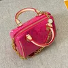 Borsa a cuscino rosa Borse a tracolla firmate Pelle verniciata Lettere di moda Hardware dorato Tracolla a catena staccabile Borsa a mano piccola da donna Borsa 17 cm