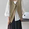 Women's Vests Vintage Temperament Suit Vest Female 2024 Autumn Korean Chic Small Fragrance One Button Waistcoat Loose V-neck Tops