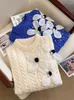 Women's Sweaters Fashion Handmade Pearls Beading Diamond Big Flower Sweater Loose Stitching Floral Twist Pullover Jumpers Tops