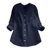 Blusas femininas manga comprida camisas de linho de algodão e para as mulheres 2024 primavera verão camisa simples botão acima crewneck oversized topo blusas