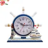 Table Clocks Mediterranean Style Desk Clock Sailboat Slient Decorative Bedroom Nautical Party Favors For Home Office