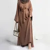 Abbigliamento etnico 2 pezzi Abaya Set Ramadan Eid Donna musulmana islamica Abiti coordinati Kimono Abito senza maniche Dubai Plain Modest Wear