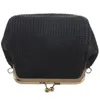 Evening Bags Small Crossbody Boho For Women Clutch Hasp Ladies Handbag Female Straw Beach Rattan Messenger Bag(Black)