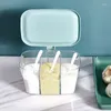 Bewaarflessen Kruidenpotjes Kruidendoos Voor Suiker Zout Kruiderijpotje Keukencontainer Met Lepel 3-vaks