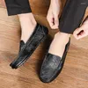 Zapatos casuales de cuero genuino para hombre 2024 mocasines para hombre mocasines transpirables sin cordones para conducción perezosa de talla grande 37-47