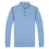 Polos pour hommes Top Grade Mercerized Cotton à manches longues Polo-shirt Spring Automne Business Casual Classic Classic Color Couleur
