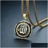 Pendentif Colliers Nouveauté or couleur argent acier inoxydable arabe islamique dieu pendentif collier femmes musulmanes charme bijoux 214K goutte Dhm4V