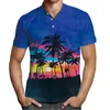 Мужские поло Гавайские мужские рубашки поло с 3D принтом кокосовой пальмы и короткими рукавами для мужчин Одежда Гавайская повседневная рубашка с лацканами для отдыха женский топ