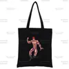 حقائب التسوق Gachigasm Gachi Gachimuchi Women Women Bag Printed Shopper Black Canvas Beach