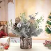 Décorations de Noël Mini arbre de Noël plantes artificielles PE flocage pomme de pin branche de pin décoration de fenêtre de maison décor de bureau cadeau