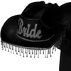 Beret Bride Cowgirl Hat with Veil Rhinestones Cowboy na imprezę zaręczyn ślubu