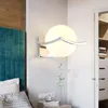 Wandlamp - klassiek hout Led maan ronde glazen kap moderne minimalistische gemonteerde schansverlichting voor slaapkamertrap