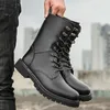 2024 Black Trend Boots Boots Men Men's Muster Motor High Top Punk Shoes for Disual Leather Canal Man 185 'S 847