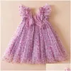 Robes de fille Robes de fille volants bébé filles robe pour l'été 1-5 ans dentelle enfant en bas âge enfants princesse fleur mariages anniversaire Tutu robe Dhx8H