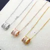 New Arrive Fashion Classic Lady 316L Titanium steel 18K Plated Gold Necklaces With Double Rows Strip-type Diamond Pendant 3 Color239C