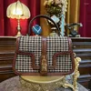 Sacs de soirée Loisirs Style britannique Thousand Bird Check Petit sac à main carré en cuir Sac pour femme 2024 Sac polyvalent à une épaule