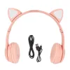 Casque/Casque Bluetooth Haedphone Pliable Oreille de Chat Mignon Casque sans Fil avec Support de Lumière LED Carte Mémoire pour Ordinateur Portable Tablette Téléphone Portable