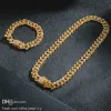 5A Fashion Chains Necklace Designer Jewelry Luxury Gold Silver miami necklaces and bracelet set hip hop for men iced out cuban link chain mens long chain wholesale