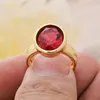 Wedding Rings Sell Elegant Red Crystal Yellow Gold Color Ladies Engagement Ring Jewelry For Women Hand Accessories Gifts