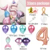 New New Tail Balloons 1 2 3 4 5 6 7 8 9 Rose Gold Number Foil Balloon Kids Birthday Decorations Mermaid Party Globos