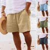 Shorts pour hommes simples décontractés taille moyenne polyvalent longueur genou été couleur pure Hawaii Gym