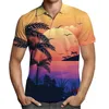 Мужские поло Гавайские мужские рубашки поло с 3D принтом кокосовой пальмы и короткими рукавами для мужчин Одежда Гавайская повседневная рубашка с лацканами для отдыха женский топ
