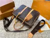 Real Leather bags Handbags Men briefcase High quality designer bag document Laptop bag Brown flower Men's Shoulder Bags Brand Letter Genuine Leather crossbody bag