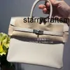 Genuine Leather Handbag l 2024 Handmade White Bk25 Handbag Tote Bag Cowhide Lock Buckle Fashion and Leisure